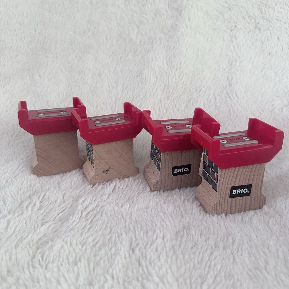 BRIO Wooden Railway Lot of 4 Super Supports for Elevated Tracks